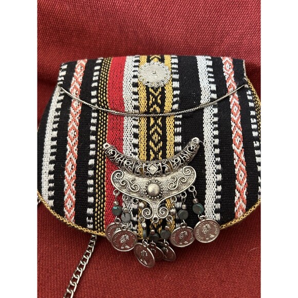 Boho Small Purse With Decorative Coin Embellishments - Picture 1 of 8